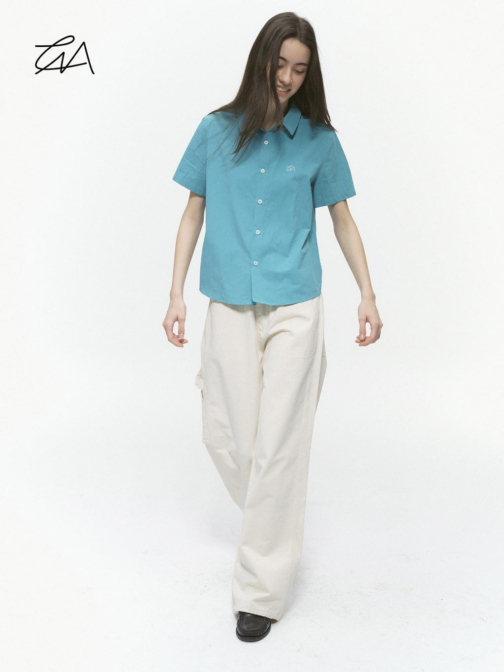 Country Moment 100% Cotton Casual Loose Camp Collar Short Sleeve Unisex Solid Color Shirts