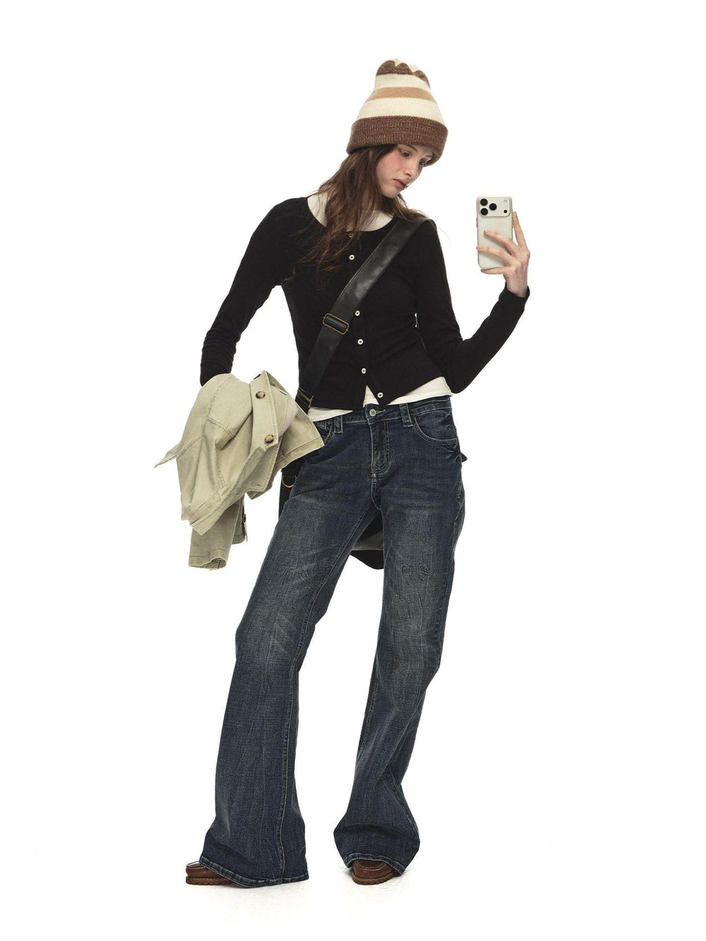 Country Moment Soft Cotton Blend Slim Cropped Round Neck Women Black Button Cardigans