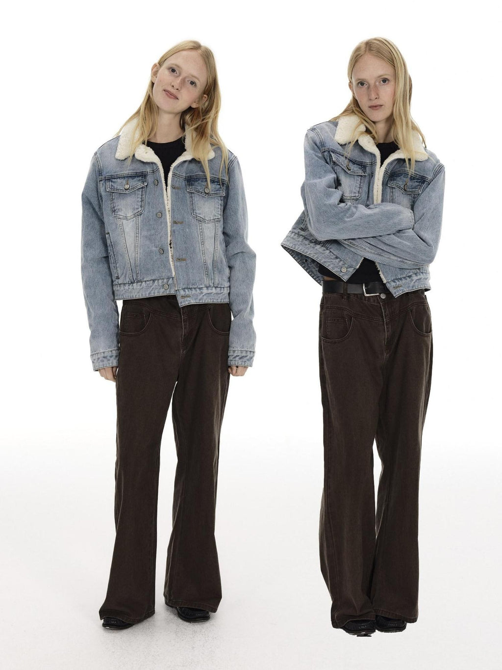 Country Moment Warm Cotton Padded Vintage Wash Slim Cropped Topstitching Women Denim Jackets