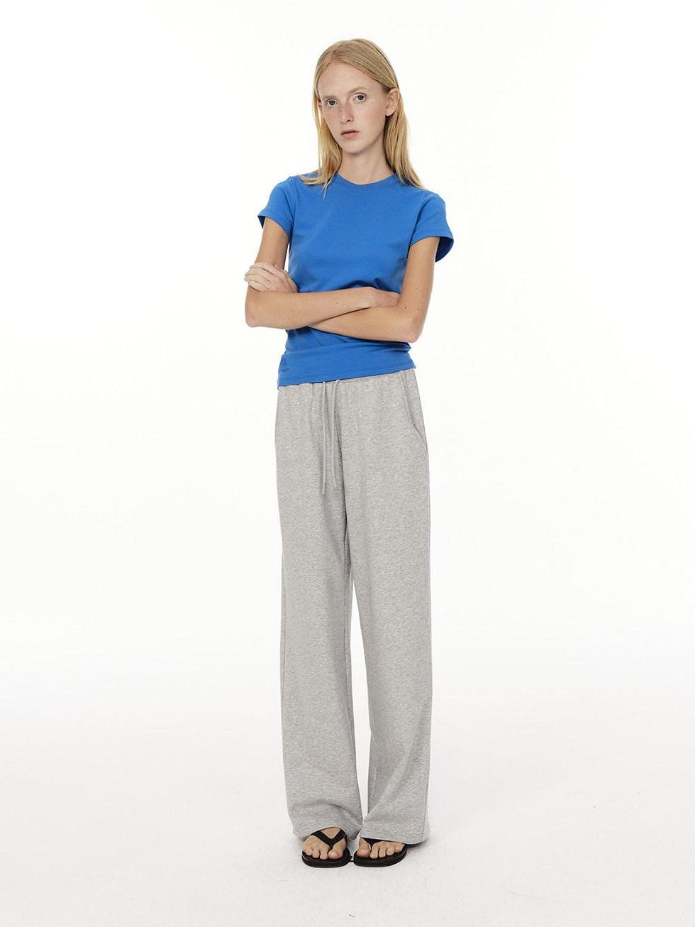Country Moment High Waist Breathable Cotton Loose Straight Leg Casual Black Grey Straight Pants