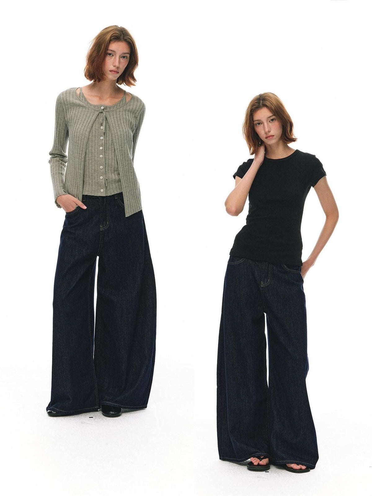 Country Moment High Waist Breathable Cotton Loose Youthful Denim No Stretch Wide Leg Jeans