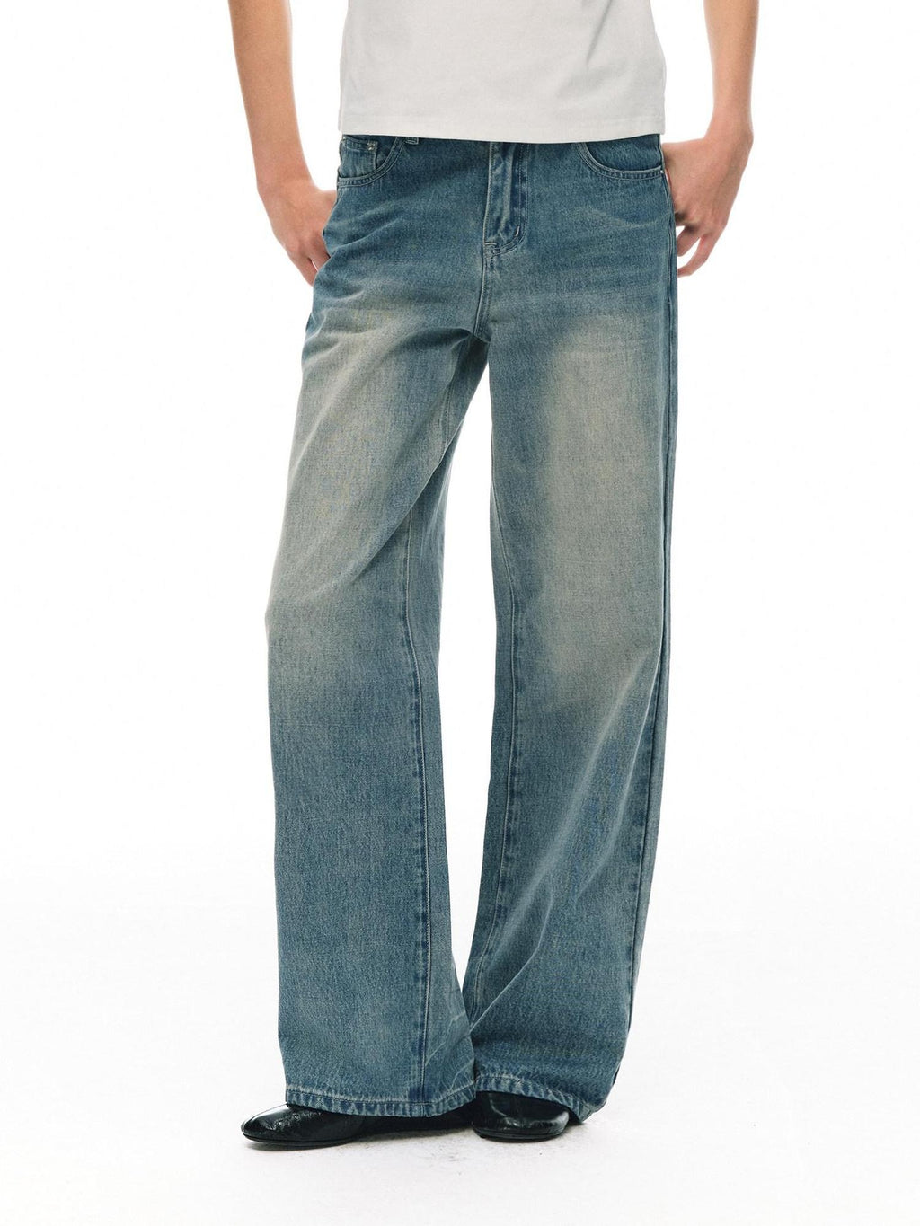 Country Moment Soft Breathable Mid Rise Washed Denim Relaxed Unisex Straight Leg Jeans
