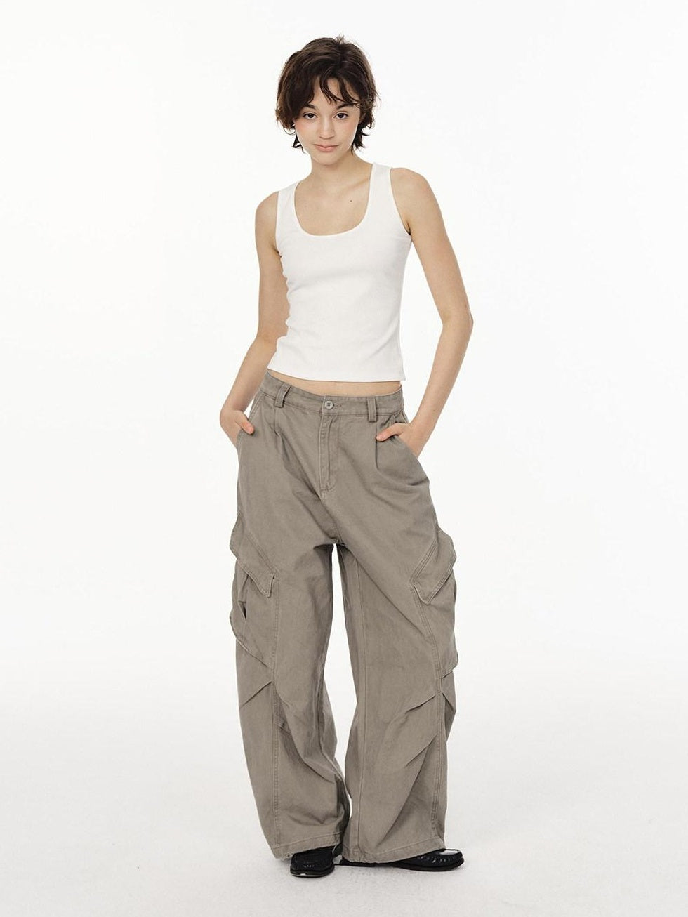 Country Moment Durable Cotton Loose Fit Workwear Button Fly Utility Pockets Cargo Pants