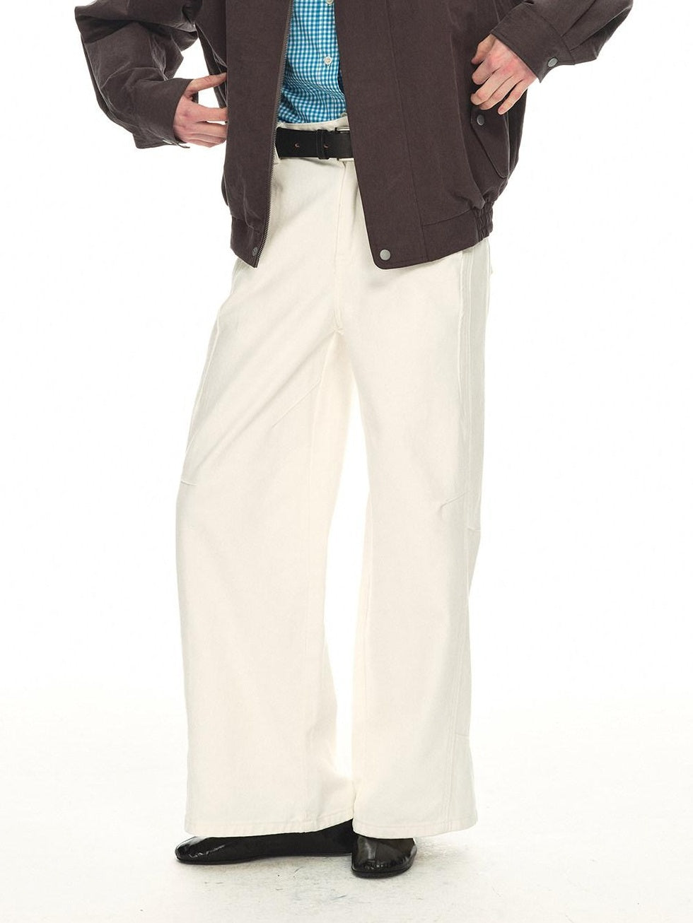 Country Moment Breathable Cotton Relaxed Natural Waist Casual Daily White Wide Leg Pants