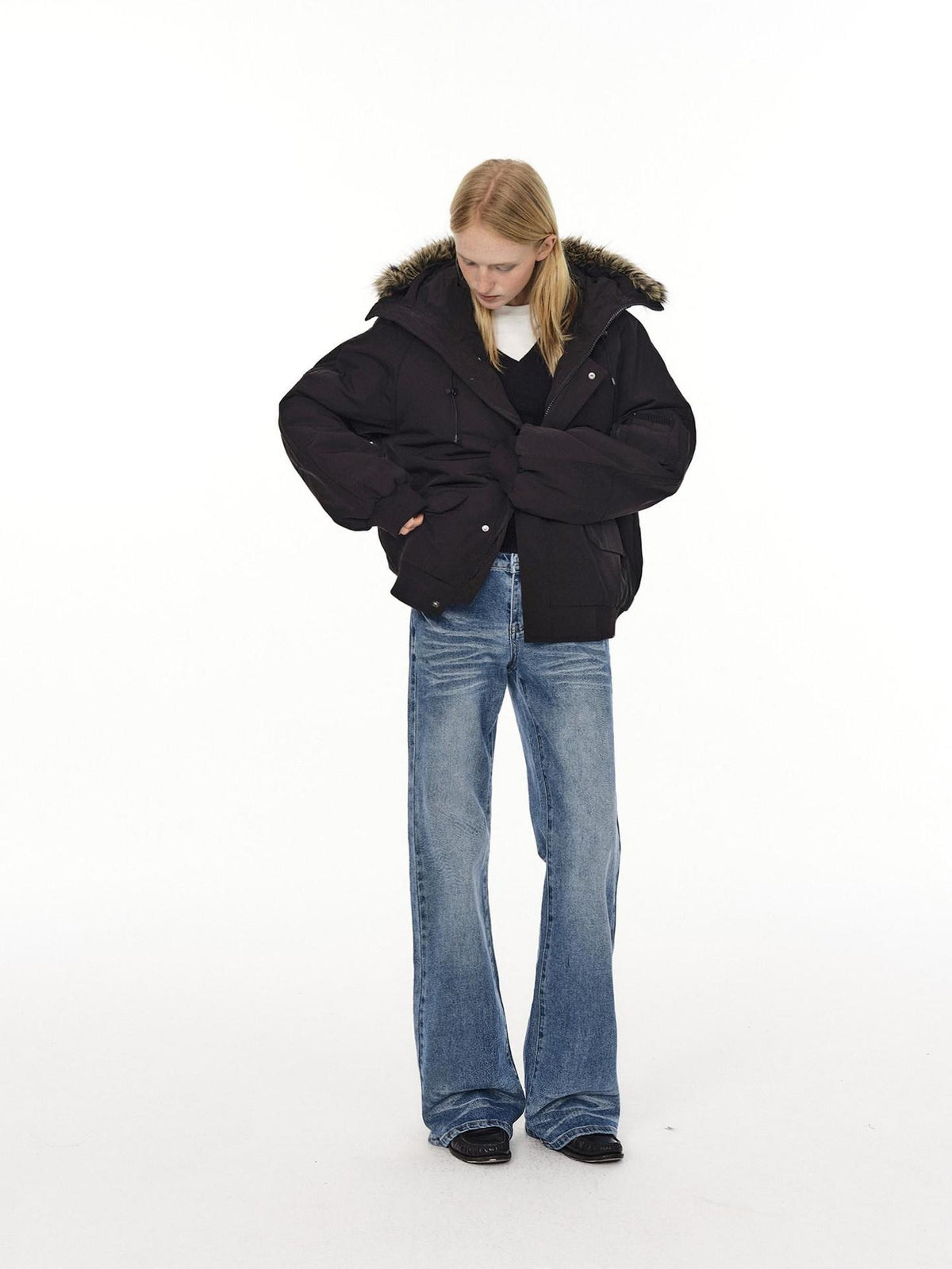 Country Moment Low Rise Stretch Cotton Casual Zip Fly Everyday Washed Blue Flared Jeans
