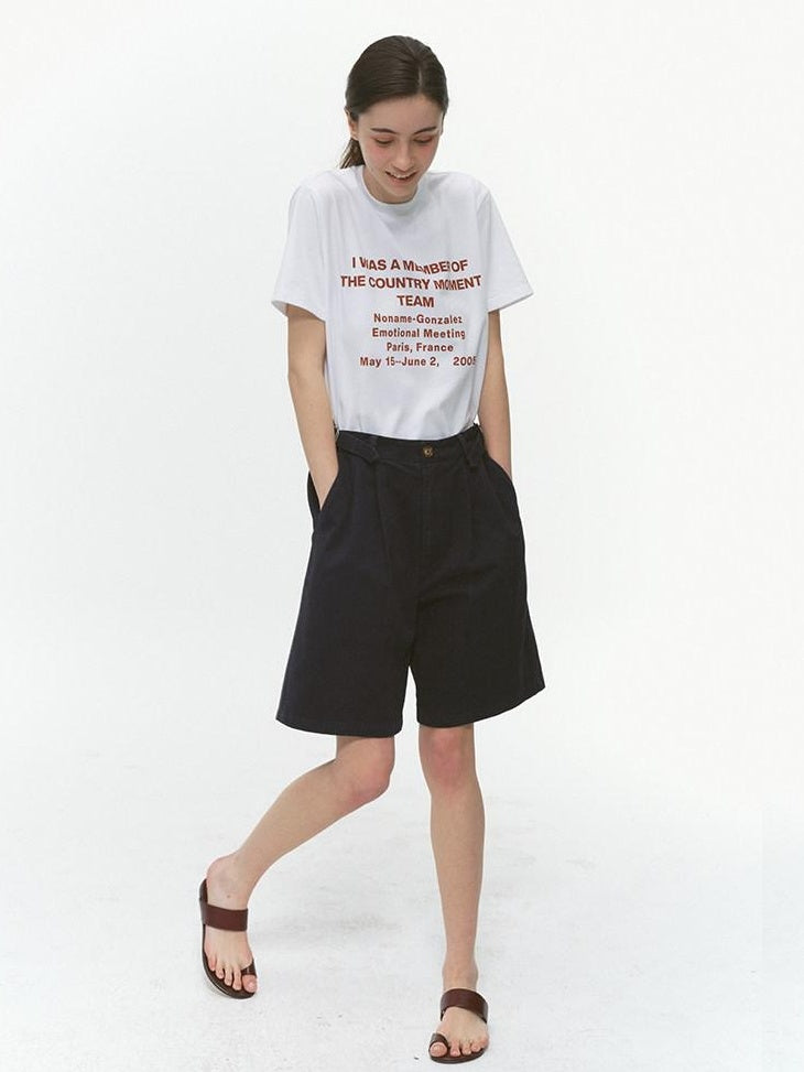 Country Moment Soft Cotton Stretch Loose Letter Print Unisex White Neck Short Sleeve T-Shirts