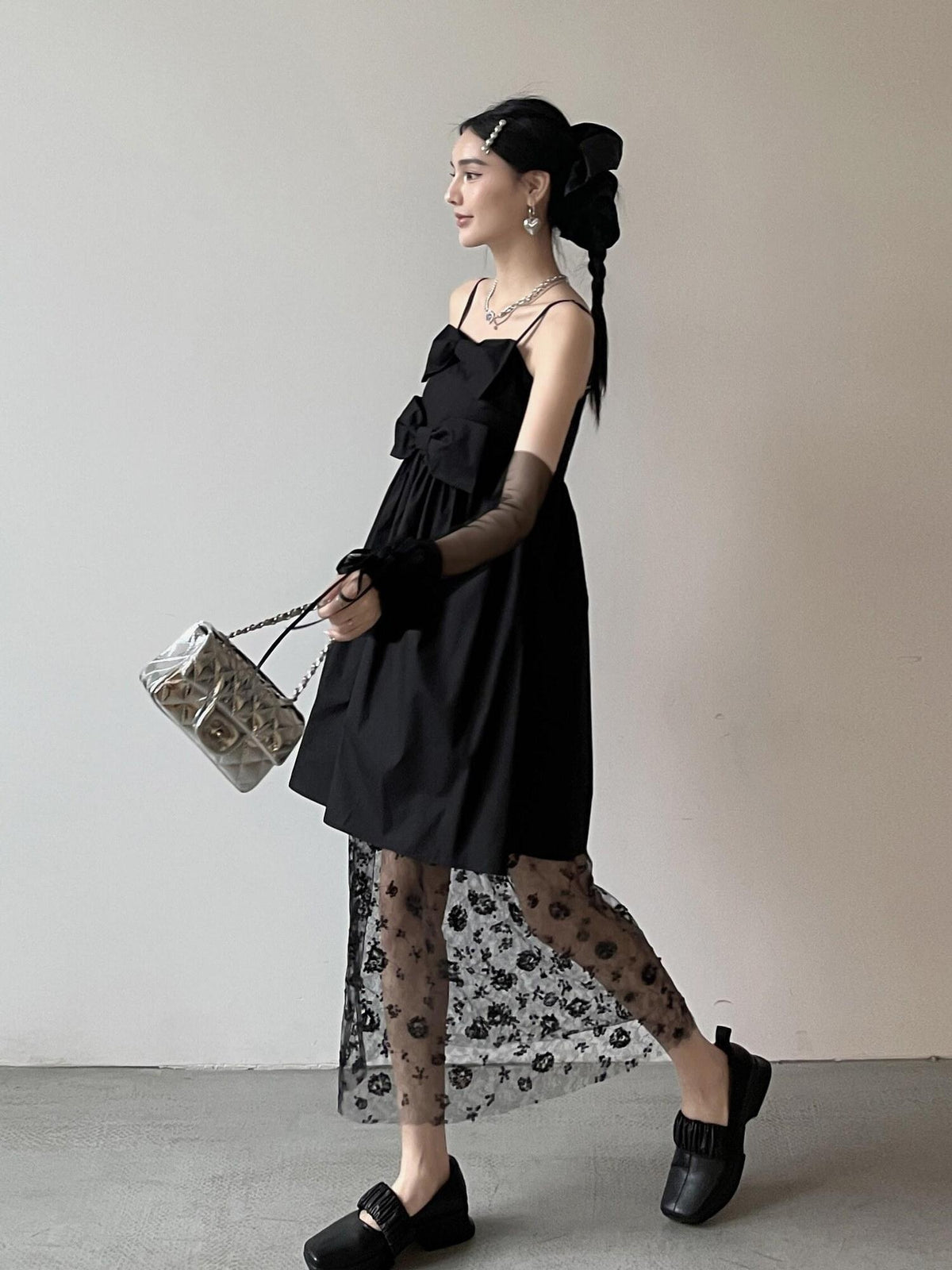 DDGIRL studio High Waist A Line Office Elegant Black Polyester Workwear Midi Skirts