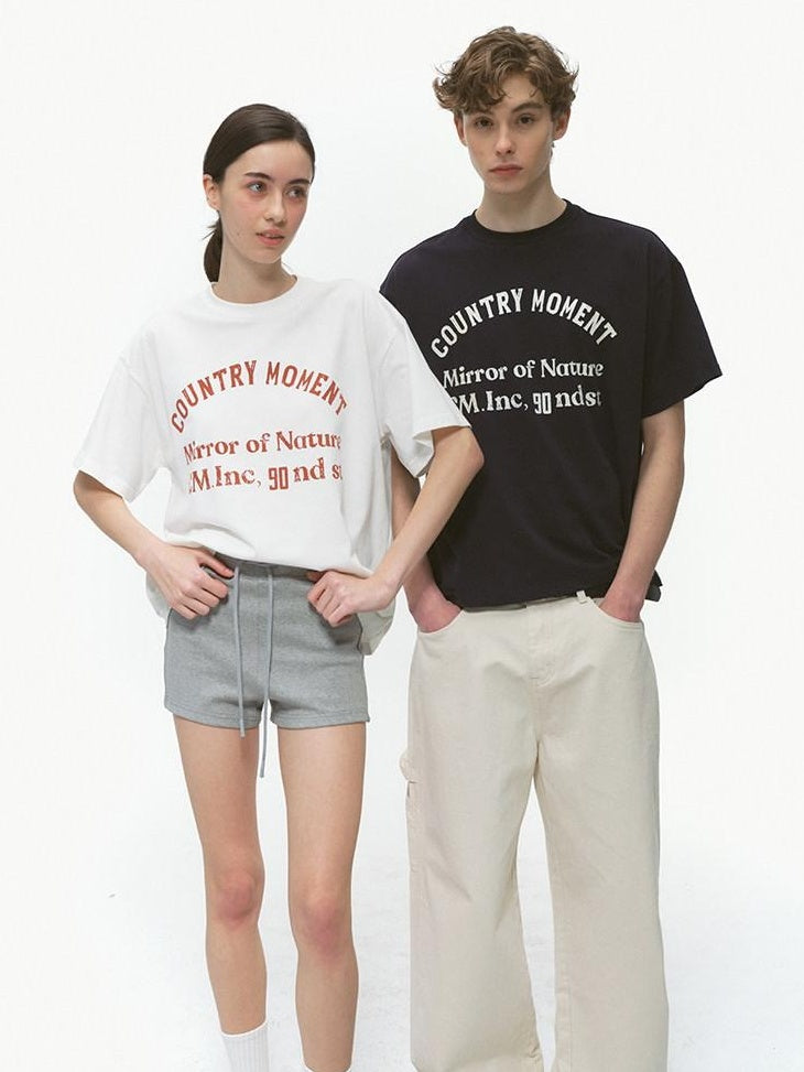 Country Moment Pure Cotton Relaxed Crew Neck Casual Teen Logo Solid Navy Short Sleeve T-Shirts