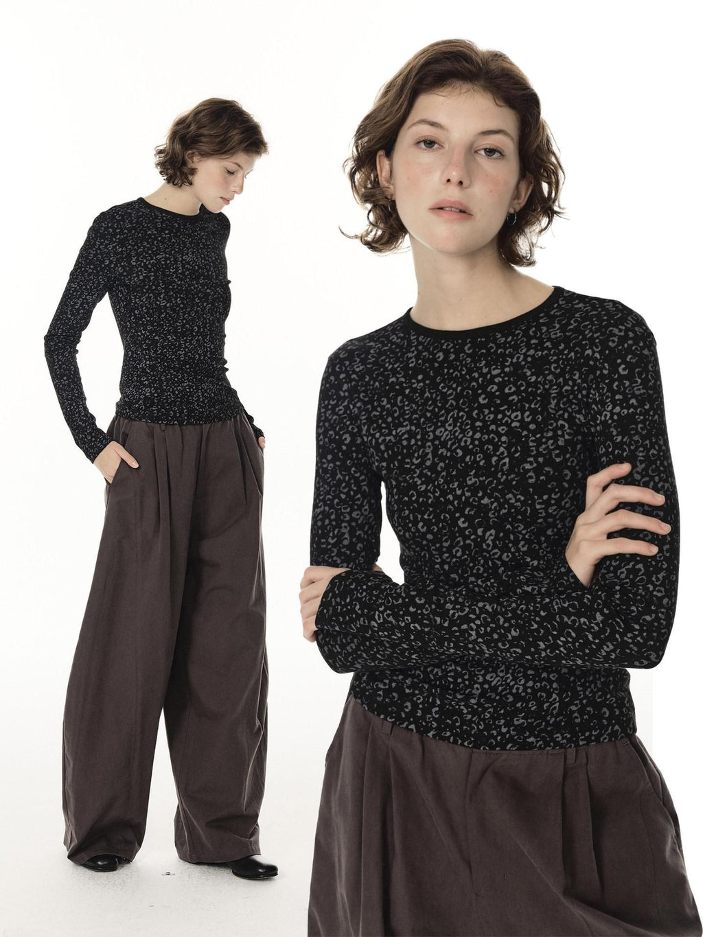 Country Moment Moisture Wicking Viscose Retro Slim Fit Polka Dot Women Long Sleeve T-Shirts