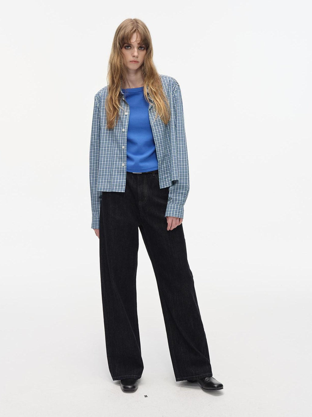 Country Moment Soft Breathable Cotton Loose Plaid Button Collared Women Long Sleeve Shirts