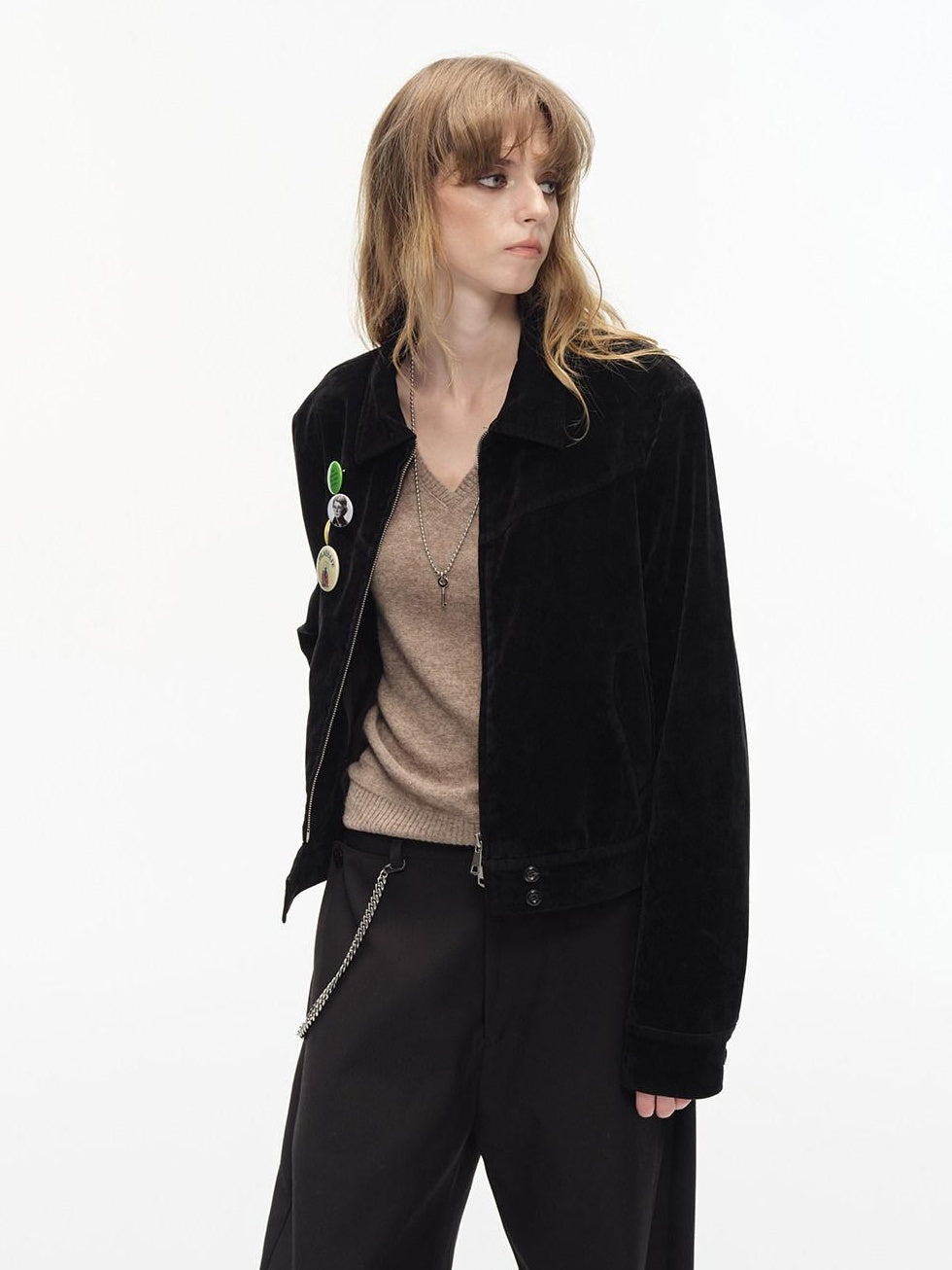 Country Moment Warm Casual Lapel Zipper Long Sleeve Pockets Women Cropped Jackets