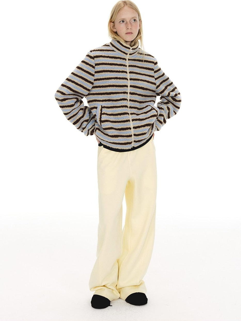 Country Moment Loose Wide Leg Drawstring Casual Unisex Cotton Blend Off White Straight Pants