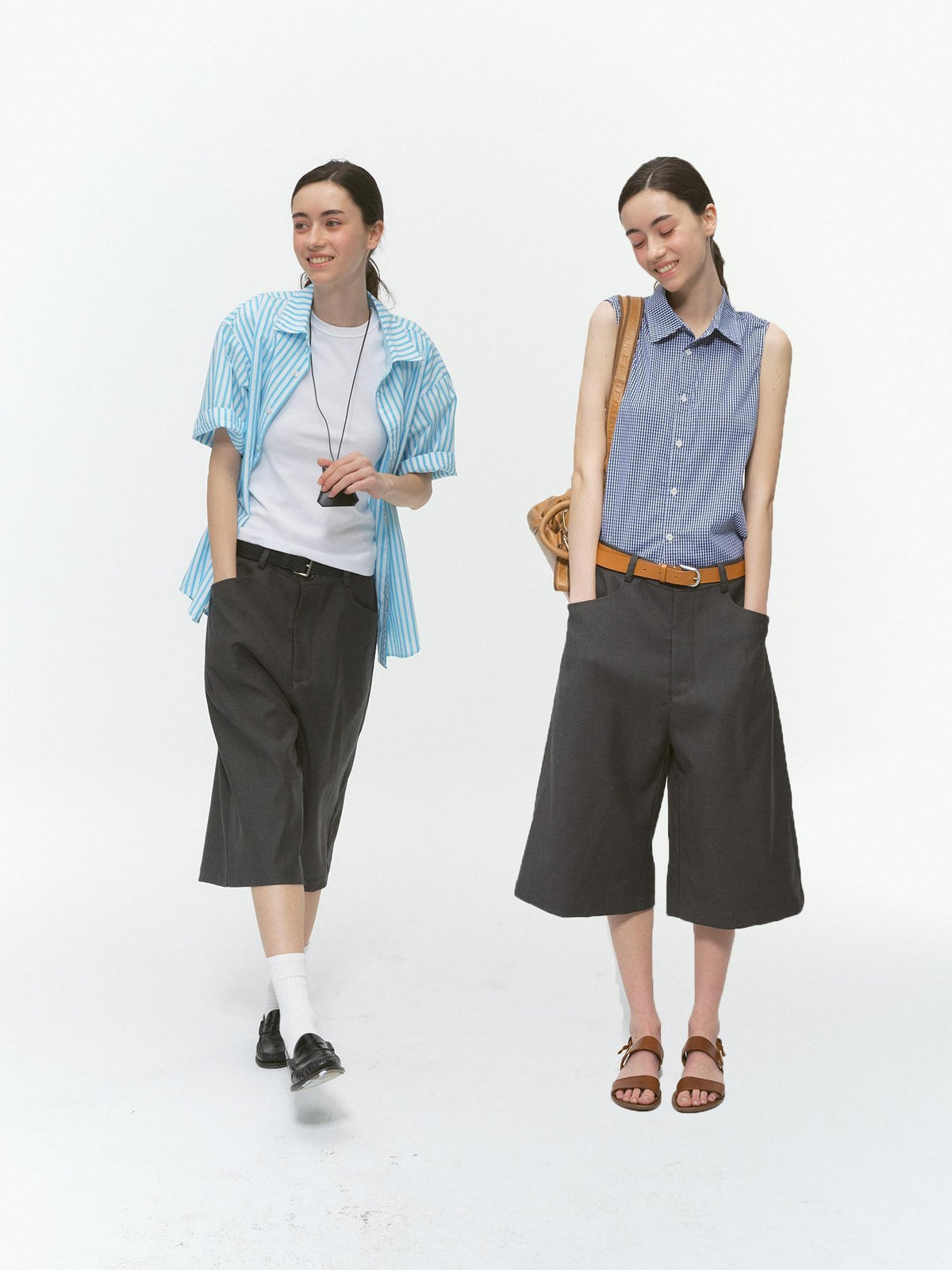 Country Moment Wrinkle Resistant Loose Mid Waist Casual Polyester Rayon Mid-Length Shorts