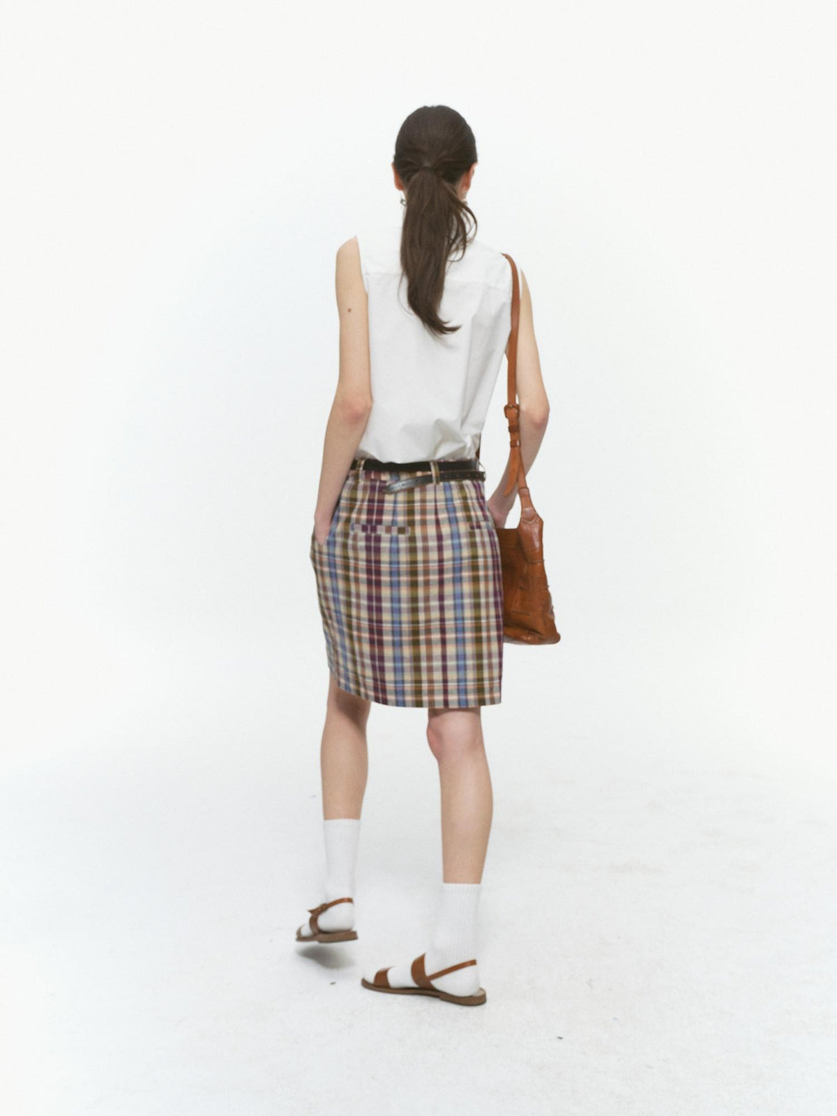Country Moment High Waist Cotton Vintage Purple Plaid A Line Street Sporty Mini Skirts