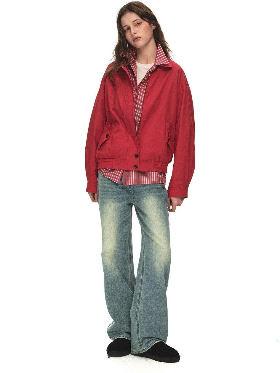 Country Moment Reversible Relaxed Unisex Cotton Plaid Zip Collar Ribbed Hem Cropped Jackets