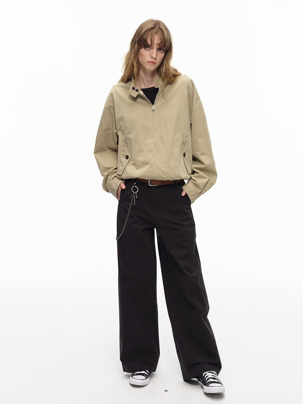 Country Moment Reversible Loose Vintage Plaid Unisex Khaki Cotton Windproof Cropped Jackets