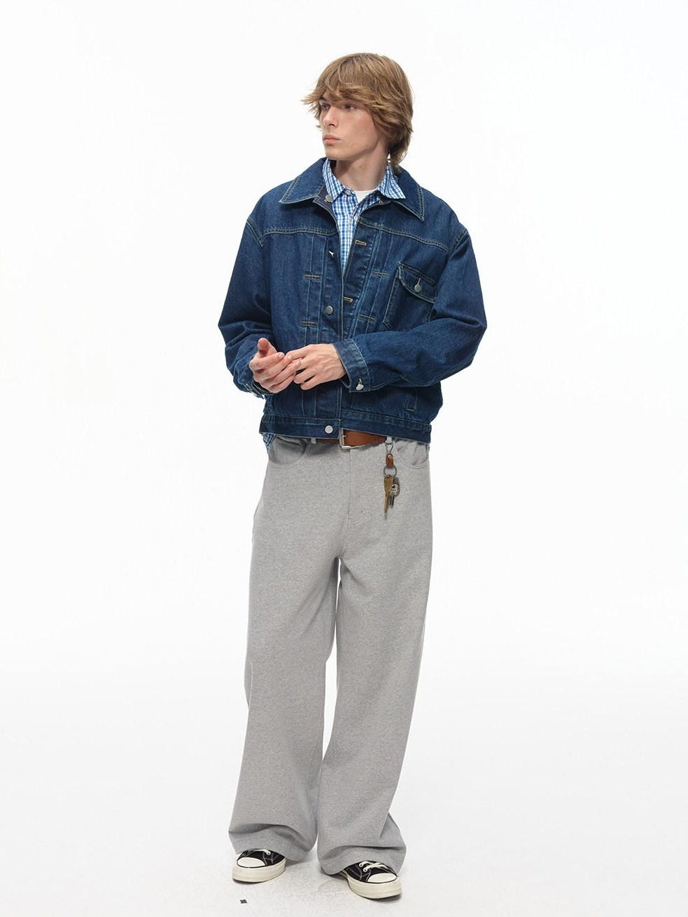 Country Moment Shape Retaining Washed Relaxed Fit Unisex Deep Blue Flap Pocket Denim Jackets