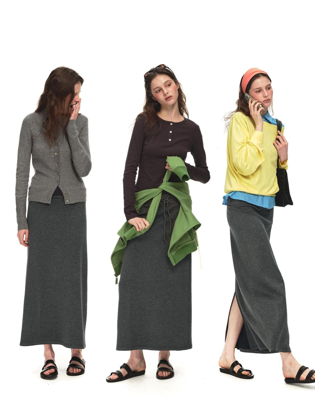Country Moment Breathable Viscose Blend Casual Loose Mid Waist Tie Straight Women Maxi Skirts