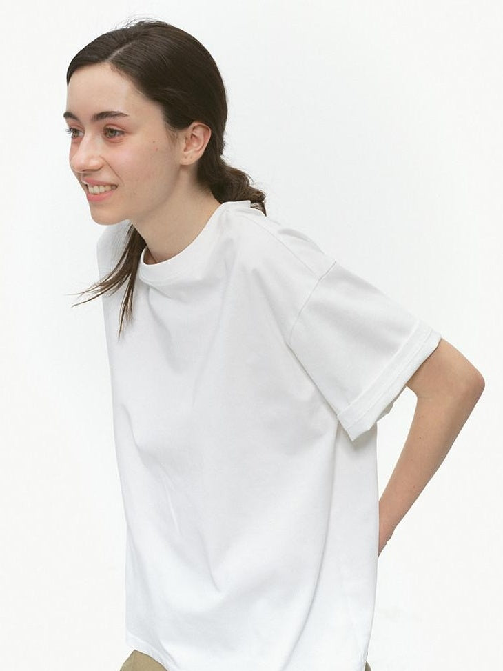 Country Moment Breathable 100 Percent Cotton Loose Piped Edge Crewneck Short Sleeve T-Shirts