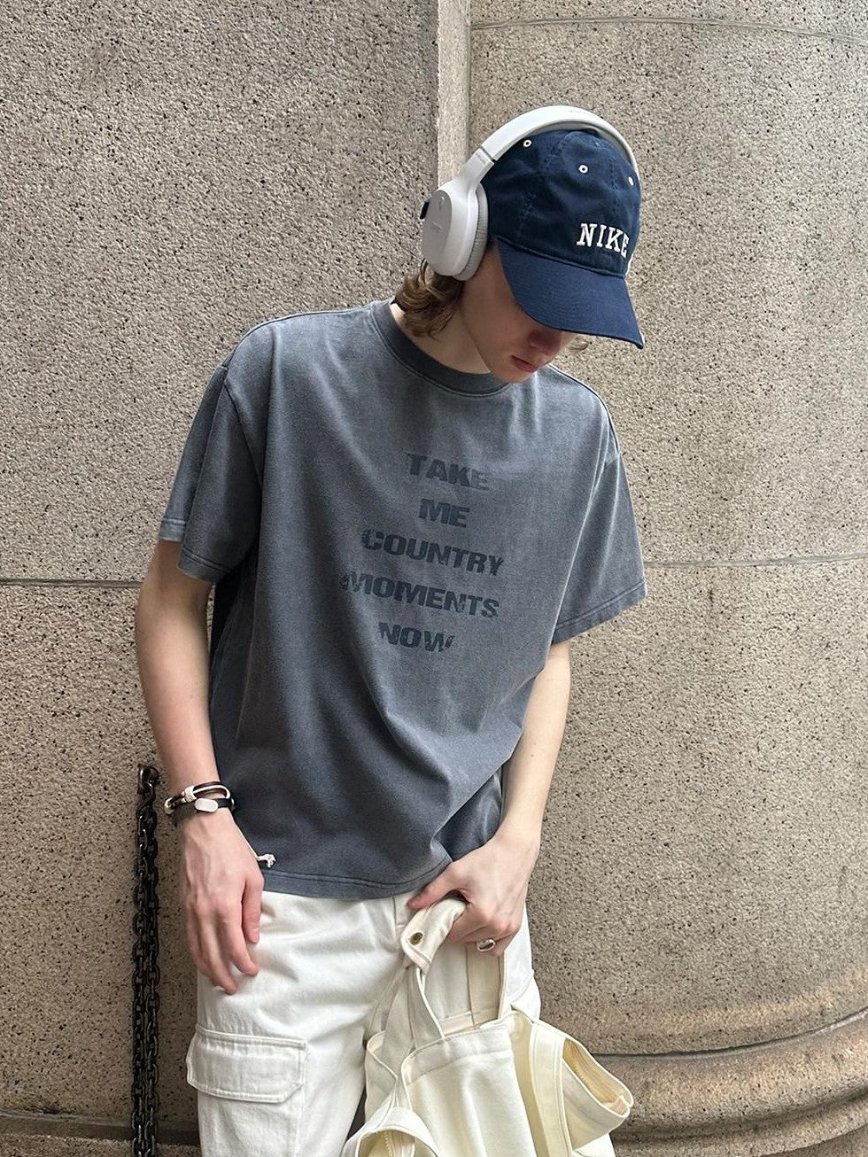 Country Moment 100% Cotton Loose Fit Round Neck Teen Letter Graphic Short Sleeve T-Shirts