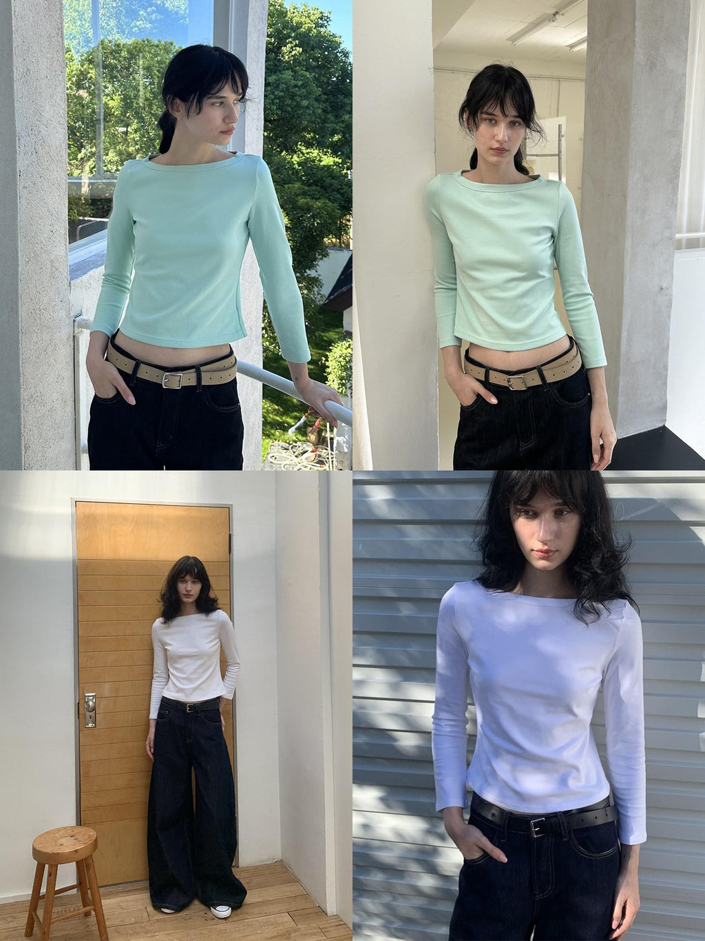Country Moment Soft Breathable Cotton Stretch Slim Fit Boat Neck Women Long Sleeve T-Shirts