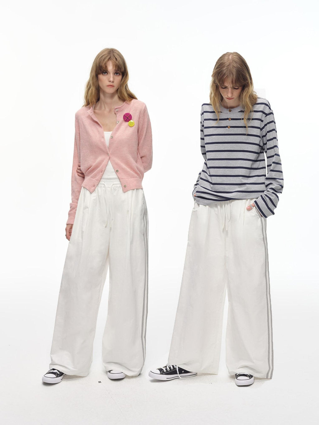 Country Moment Elastic Waist Loose Fit Youth Striped Cotton Blend Straight Pants