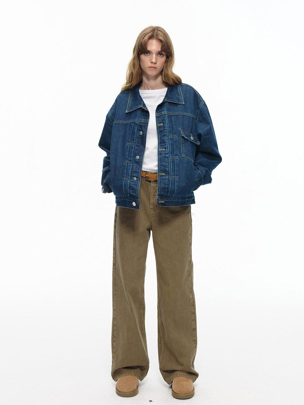 Country Moment Shape Retaining Washed Relaxed Fit Unisex Deep Blue Flap Pocket Denim Jackets