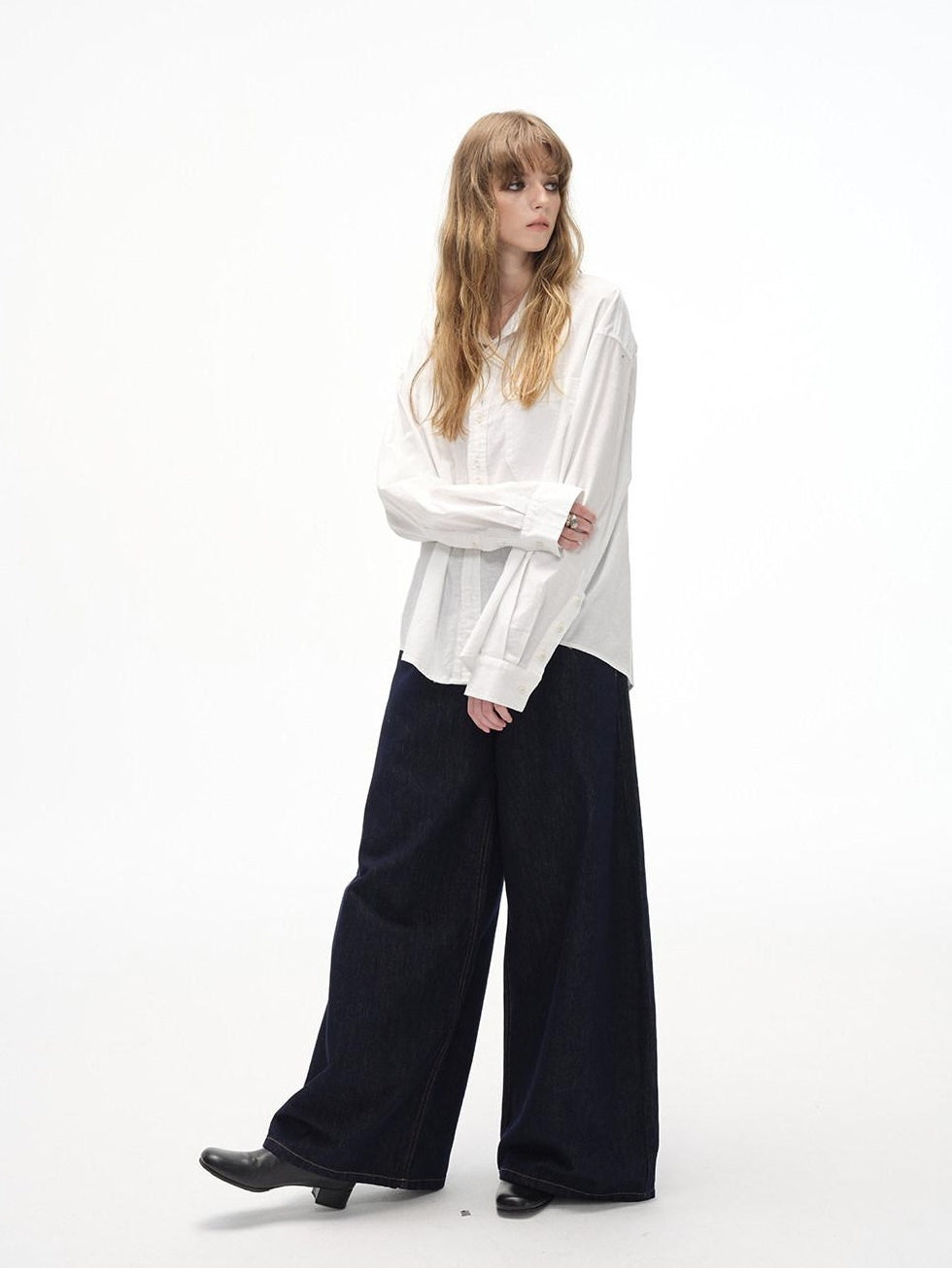 Country Moment High Waist Durable Cotton American Relaxed Raw Denim Non Stretch Wide Leg Jeans