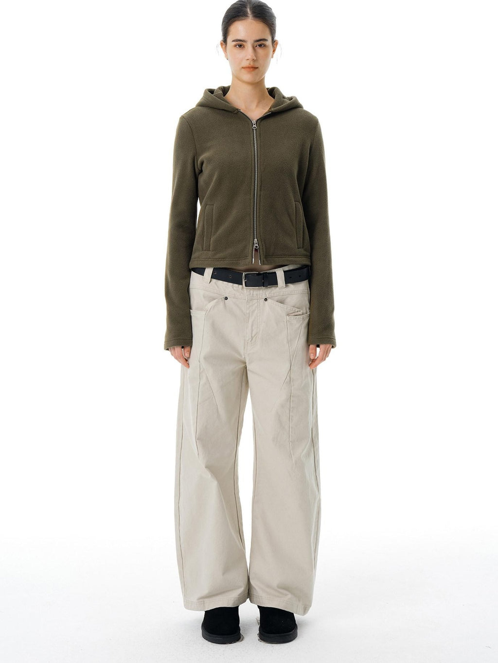 Country Moment Warm Polar Fleece Slim Fit Zip Up American Women Sport Sage Green Hoodie