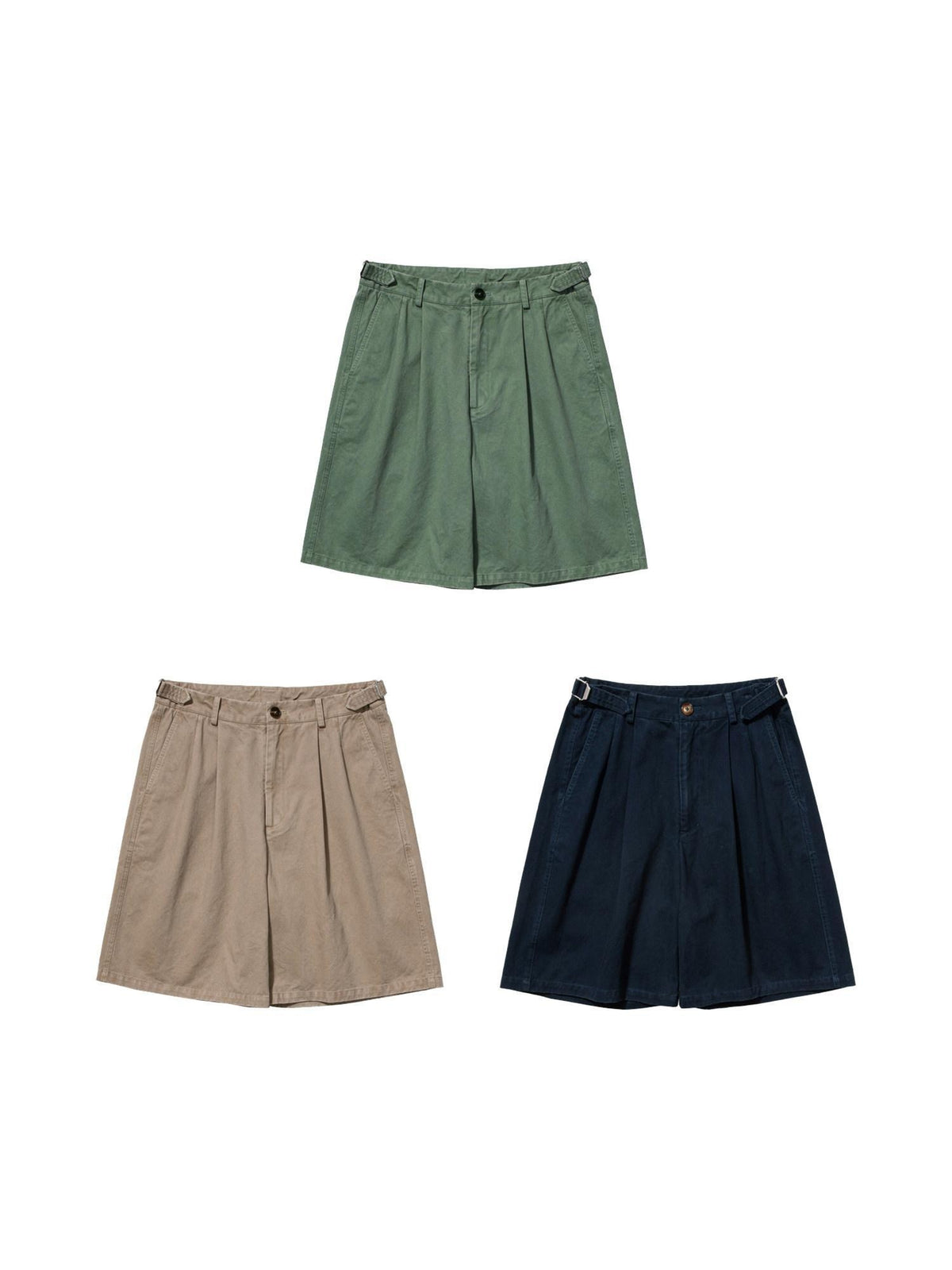 Country Moment Durable Cotton Loose Straight Zip Casual Khaki Navy Mid-Length Shorts