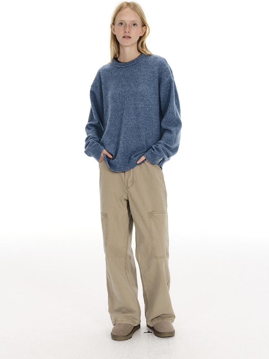 Country Moment 100% Cotton High Waist Breathable Loose Wide Leg Pockets Button Fly Cargo Pants