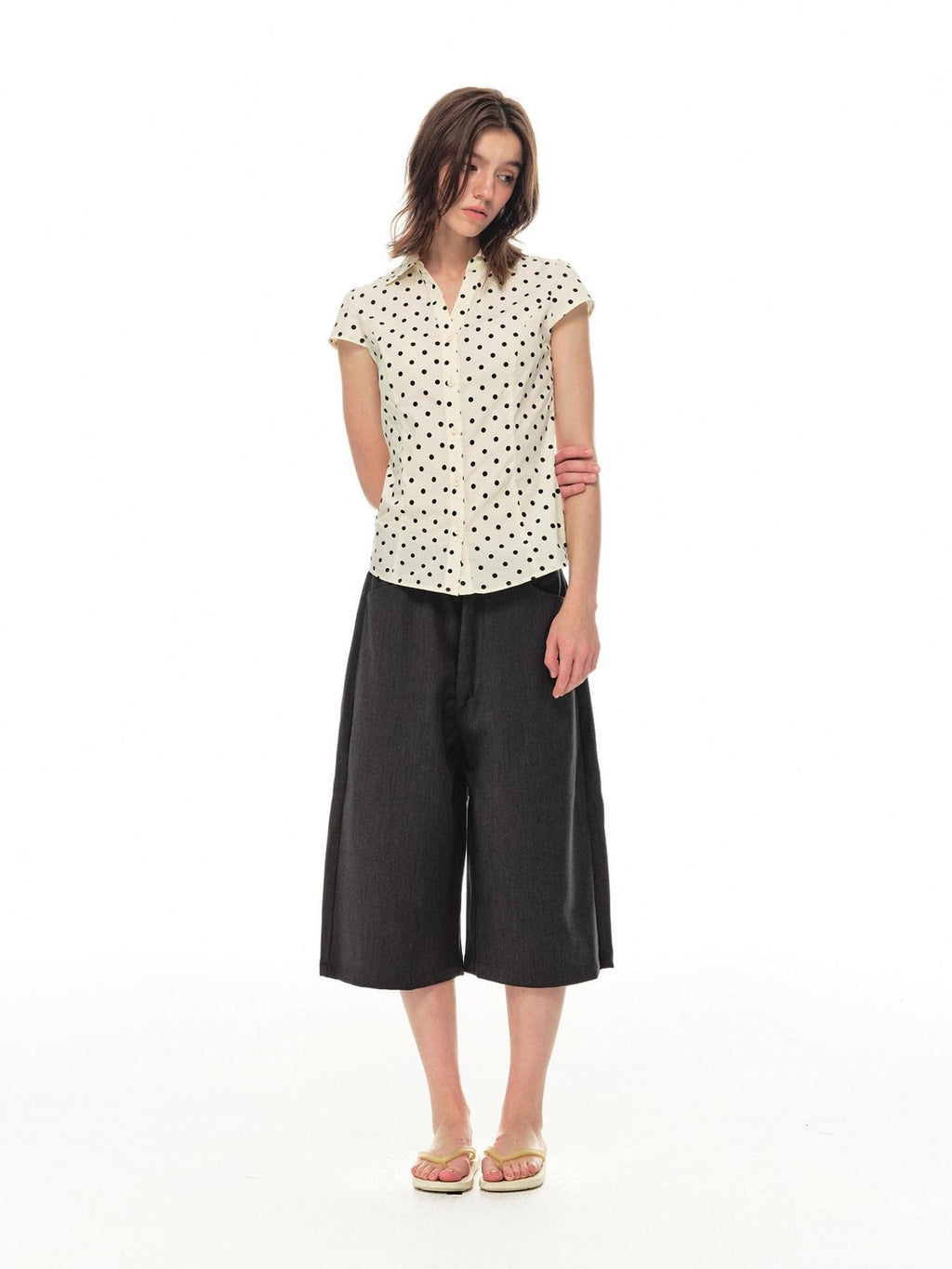 Country Moment Wrinkle Resistant Loose Mid Waist Casual Polyester Rayon Mid-Length Shorts