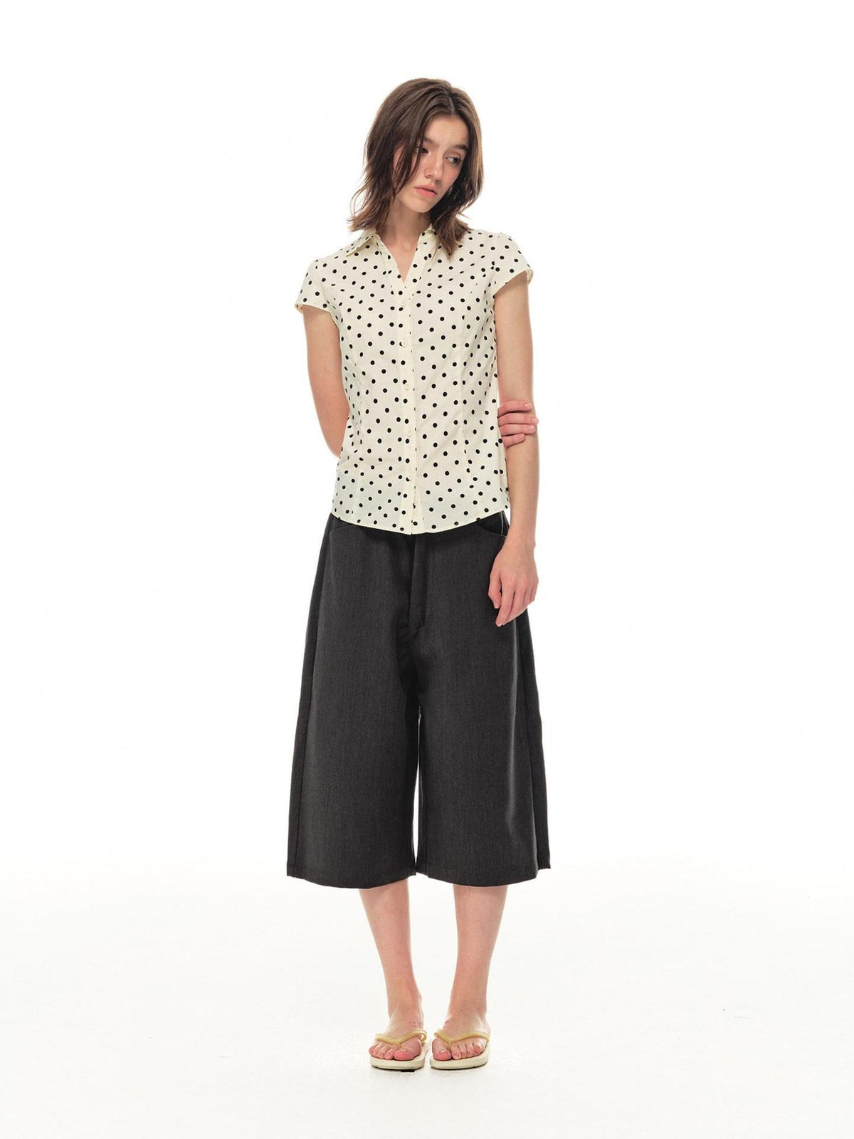 Country Moment Wrinkle Resistant Loose Mid Waist Casual Polyester Rayon Mid-Length Shorts