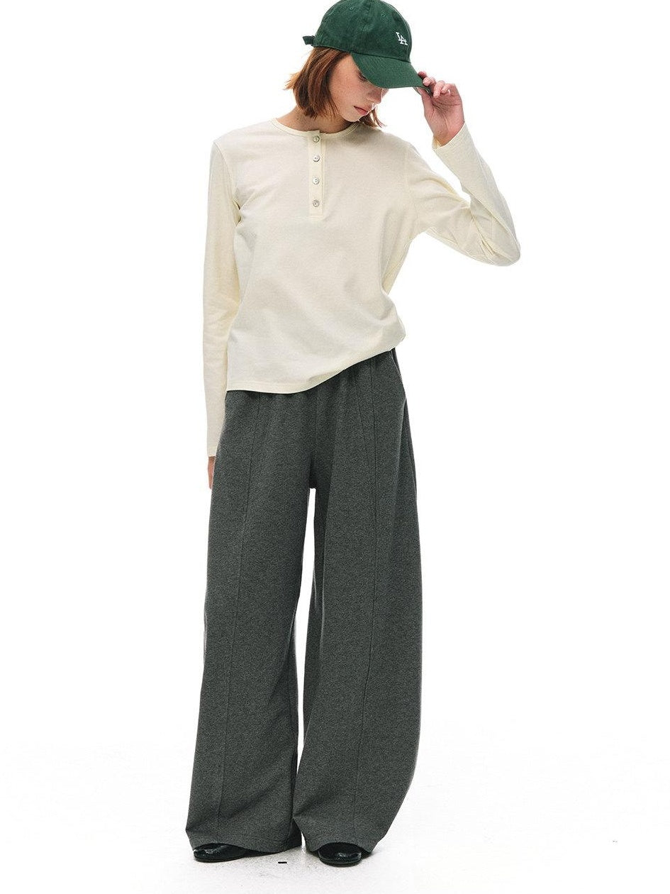 Country Moment Pure Cotton Breathable Henley Button Placket Women Citywalk Long Sleeve T-Shirts