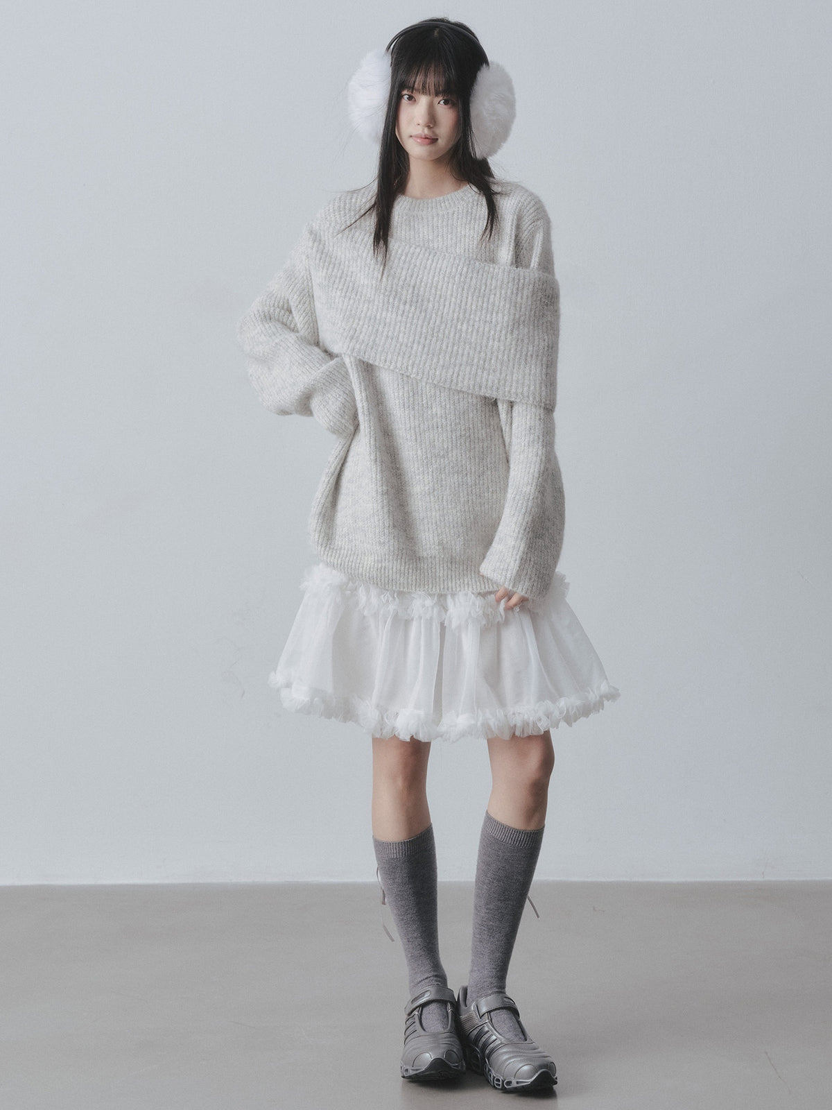 DDGIRL_studio_Breathable_Lined_High_Waist_A_Line_Pleated_Ruffle_Commuter_White_Mini_Skirts_MISSTT