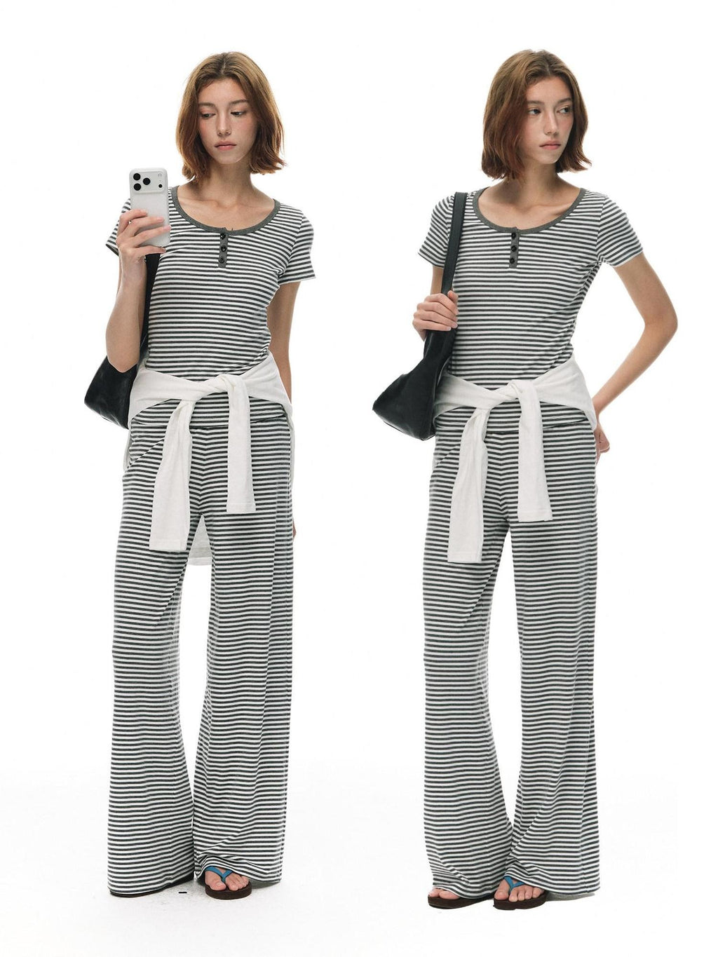 Country Moment Breathable Striped Henley Regular Women Polyester Stretch Short Sleeve T-Shirts