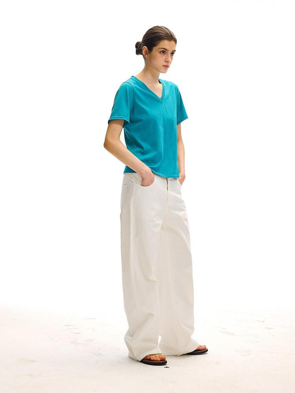 Country Moment Versatile Cotton Loose Natural Waist Zip Fly Commuter White Straight Pants