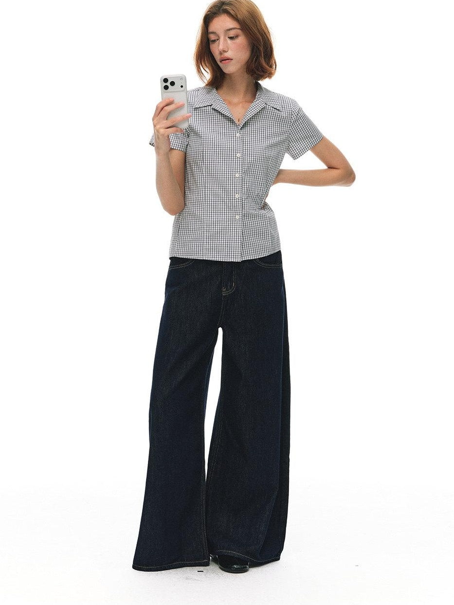 Country Moment High Waist Breathable Cotton Loose Youthful Denim No Stretch Wide Leg Jeans
