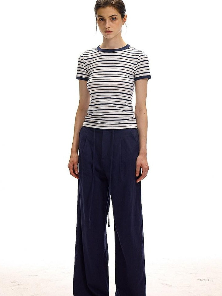 Country Moment Moisture Wicking Bamboo Cotton Slim Fit Striped Men Short Sleeve T-Shirts