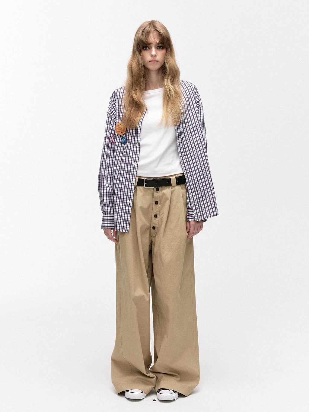 Country Moment Loose Cotton Plaid Button Front Turn Down Collar Unisex Long Sleeve Shirts
