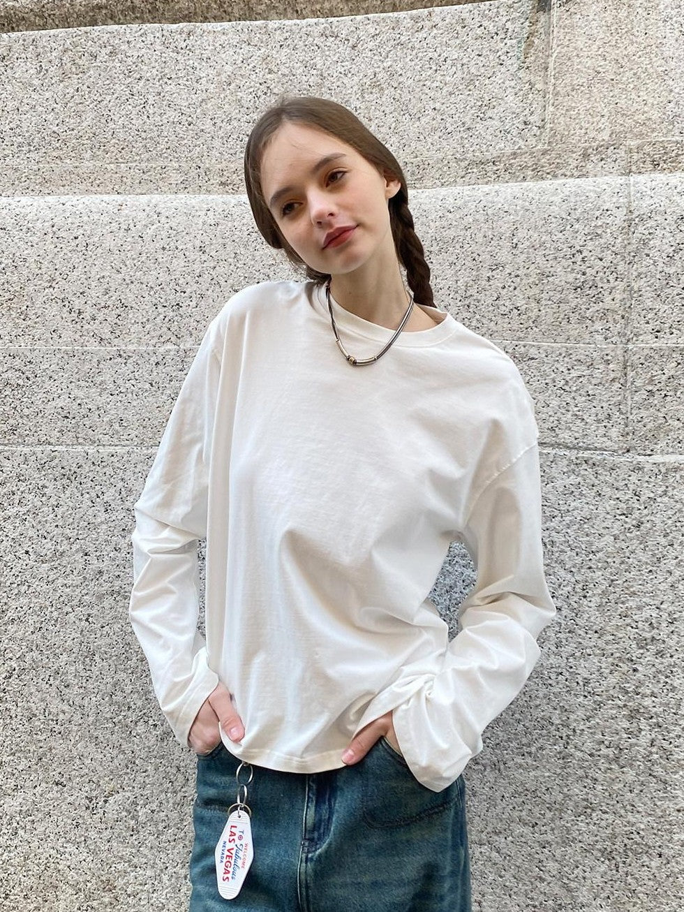 Country Moment Warm Cotton Loose Crewneck Unisex Teen Casual Solid Long Sleeve T-Shirts