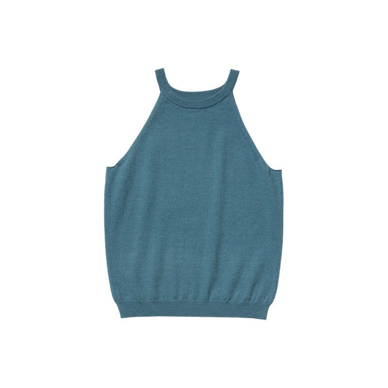 Country_Moment_Original_Design_Halter_Slim_Fit_Lake_Blue_Wool_Blend_Solid_Knit_Camisoles_MISSTT