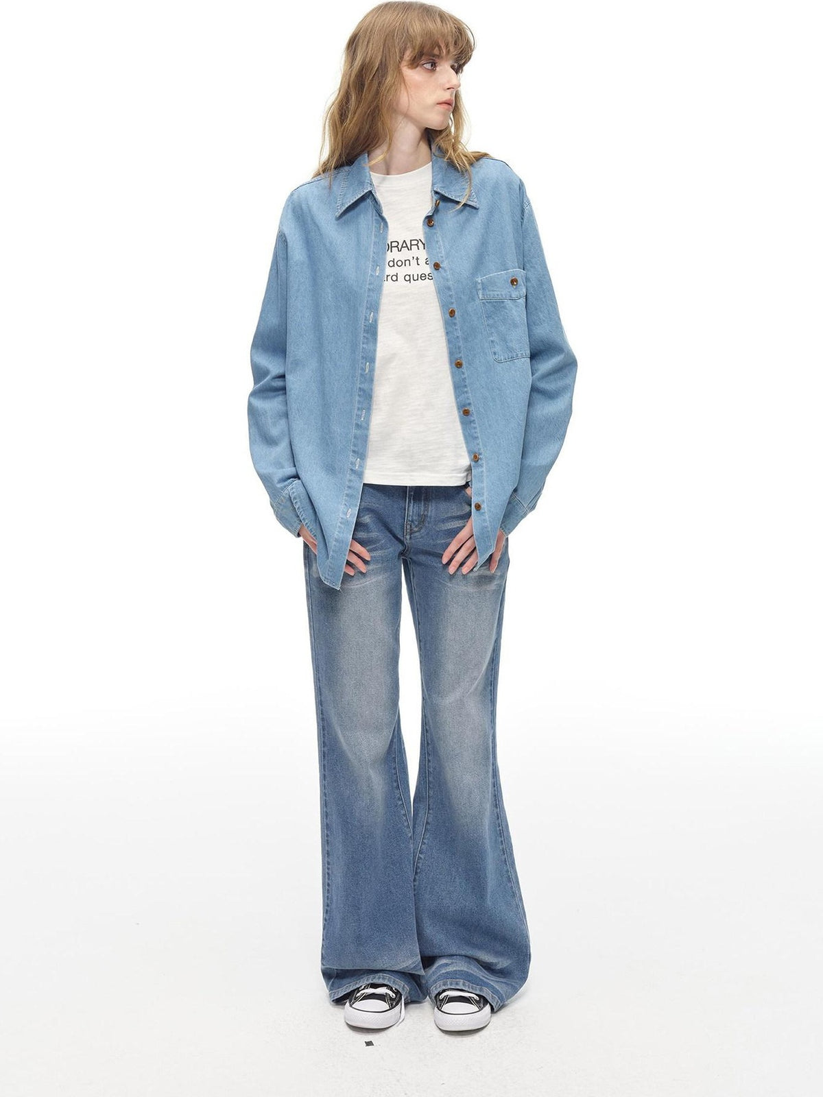Country Moment Washed Cotton Oversized Vintage Shirt Collar Unisex Breathable Denim Jackets