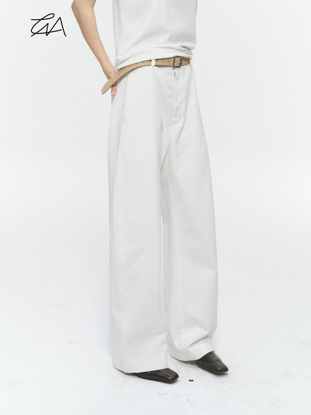 Country Moment 100% Cotton Mid Rise Loose Straight Leg Zipper Fly Everyday Urban Wide Leg Pants