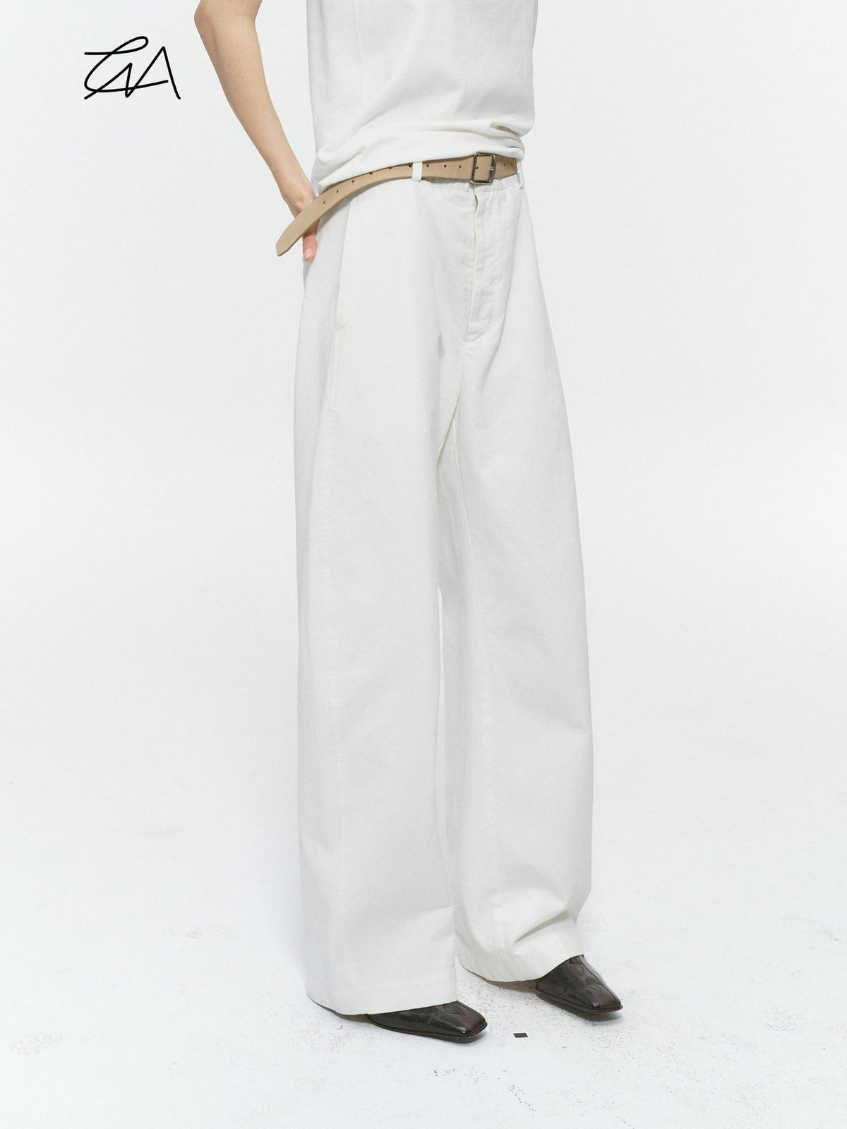 Country Moment 100% Cotton Mid Rise Loose Straight Leg Zipper Fly Everyday Urban Wide Leg Pants