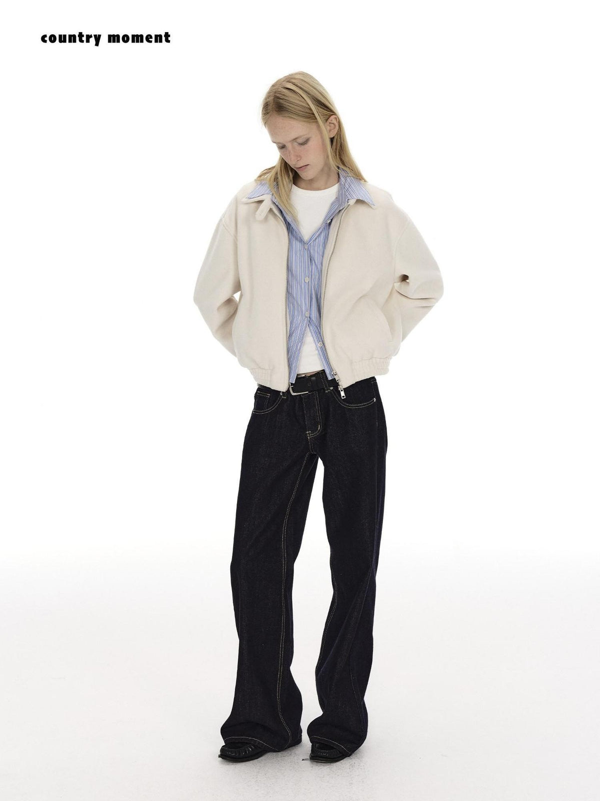 Country Moment Slim Youthful Zipper Lapel Polyester Blend Beige Casual Women Cropped Jackets