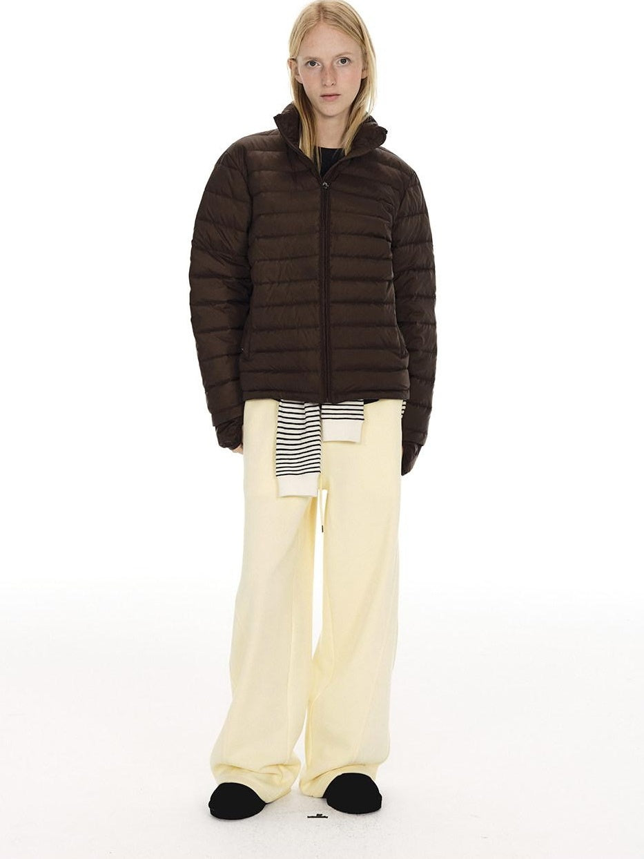 Country Moment Loose Wide Leg Drawstring Casual Unisex Cotton Blend Off White Straight Pants
