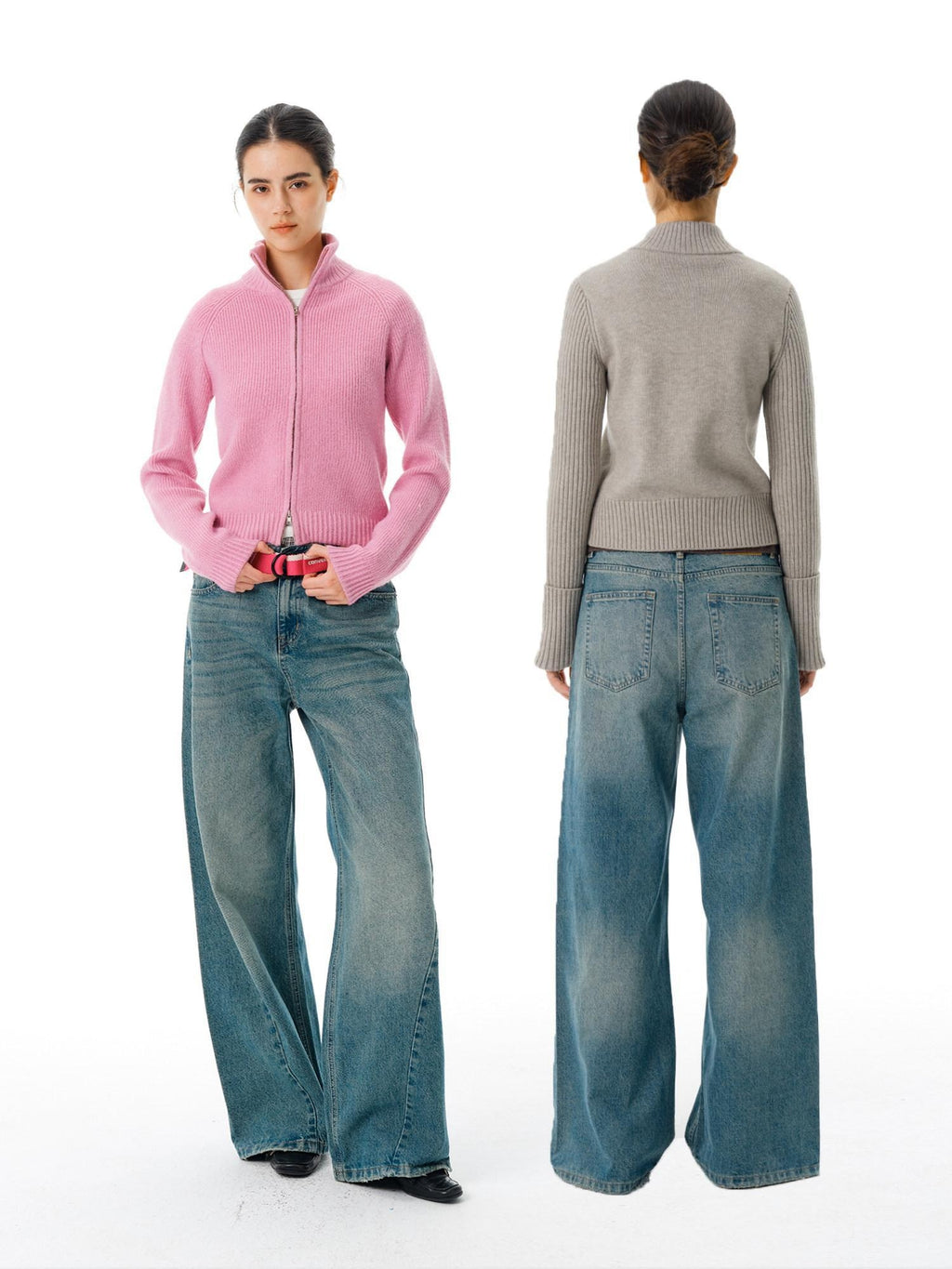 Country Moment Gradient Wash Mid Rise Loose Fit Unisex Cotton Blend Wide Leg Jeans