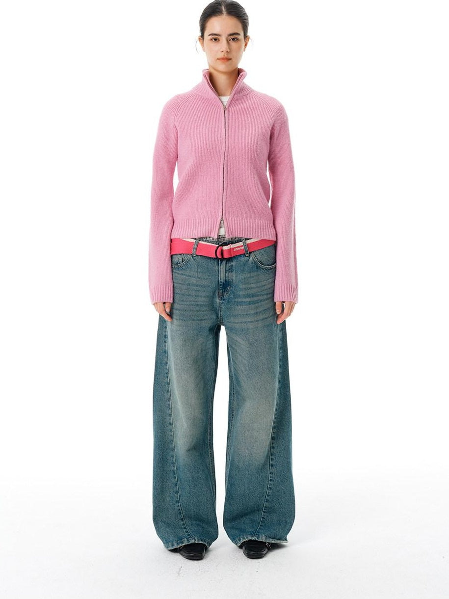Country Moment Gradient Wash Mid Rise Loose Fit Unisex Cotton Blend Wide Leg Jeans