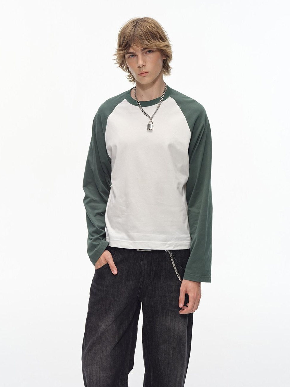 Country Moment 100% Cotton Soft Loose Colorblock Raglan Unisex Casual Long Sleeve T-Shirts